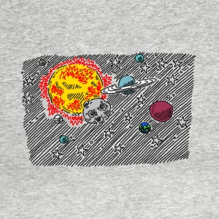 Burning Sun Planet Space T-Shirt